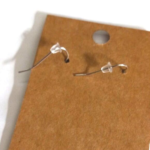 Silver Tone Dangle Earrings Round Sand Dollar Beachy Boho 1 Inch Drop - Picture 3 of 4